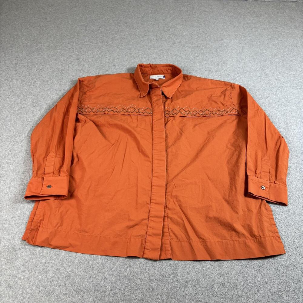 Casilda Mut Shirt Womens One Size Orange Embroidered Tunic Button Boho Lagenlook